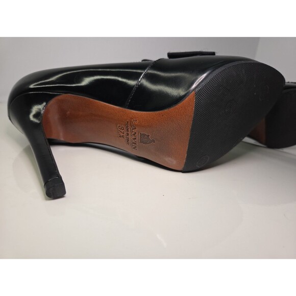 Lanvin Luxury Black Patent Leather Pump With Ribbon Details EU 37.5 NWOB - Picture 15 of 16